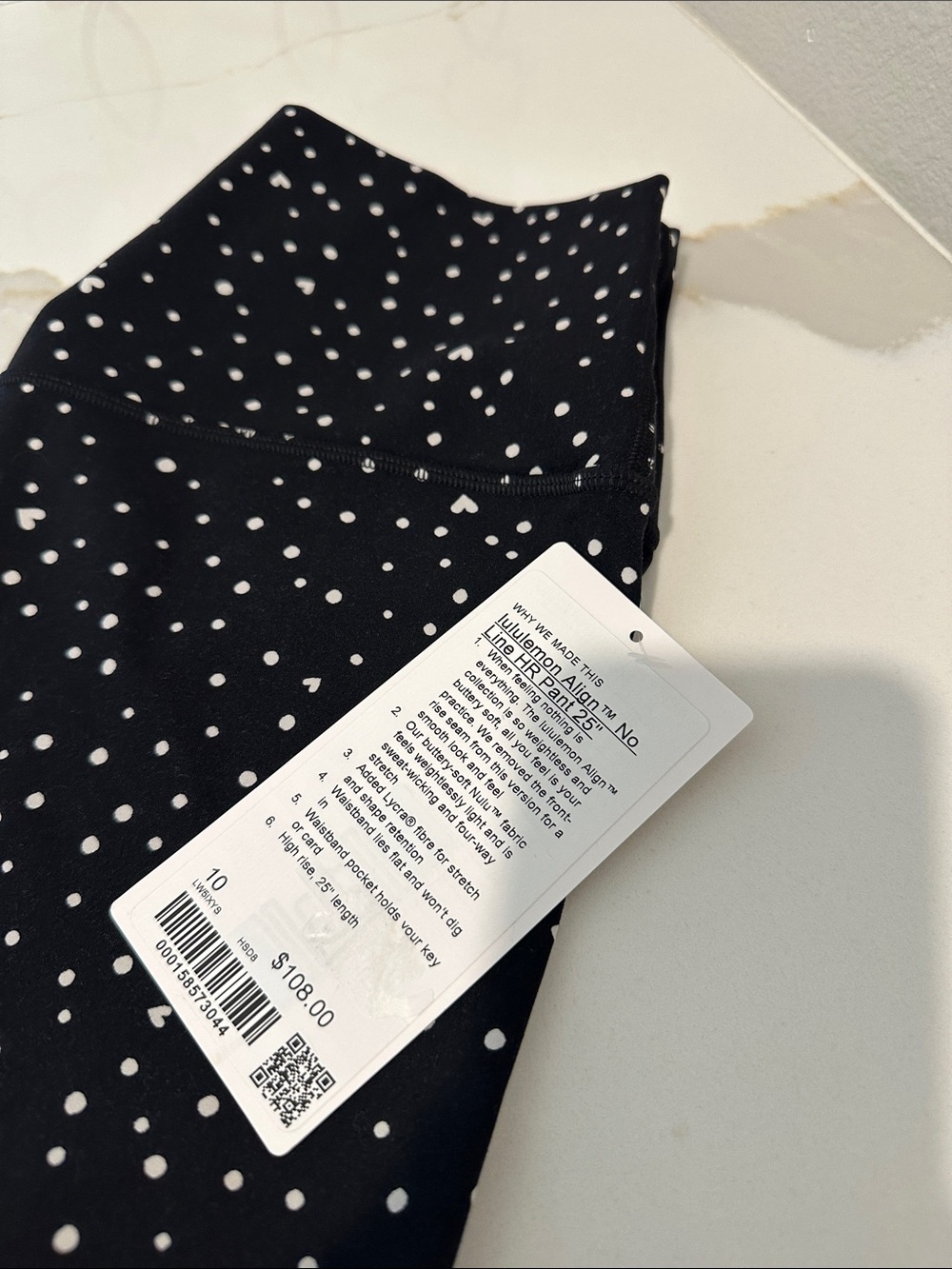 Sz 10 lululemon Align High-Rise Pant Heart Scatter Dot Print White Black - Picture 2 of 7